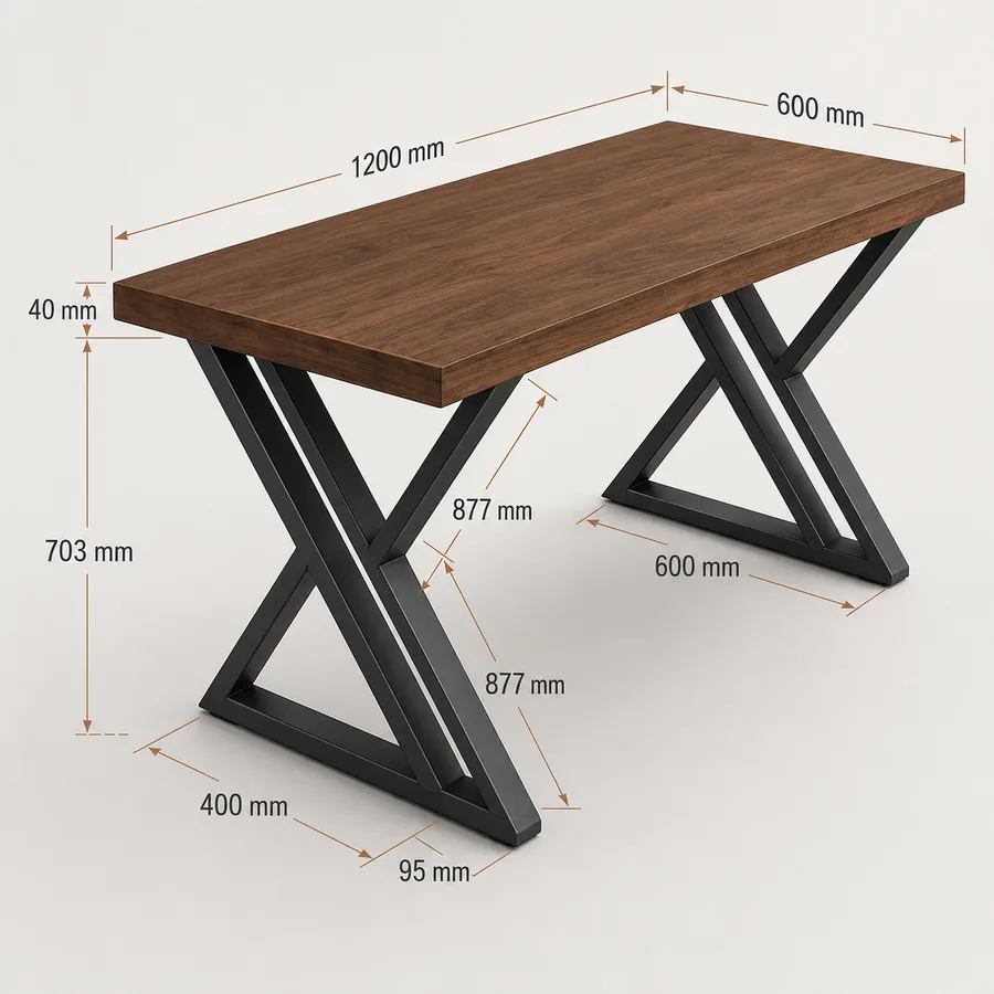 Projeto de mesa de jantar com pés em X